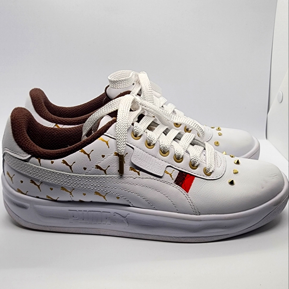 Puma White And Brown Sneakers Size 9